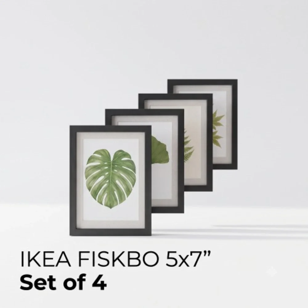 IKEA FISKBO Picture Frame Set of 4 Black 5x7 Photo Art Display Wall Table Top